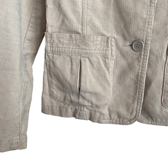 VTG Y2K H&M Corduroy Jacket Women 4 Cream Pockets Academia Preppy Blazer Retro - Picture 4 of 8